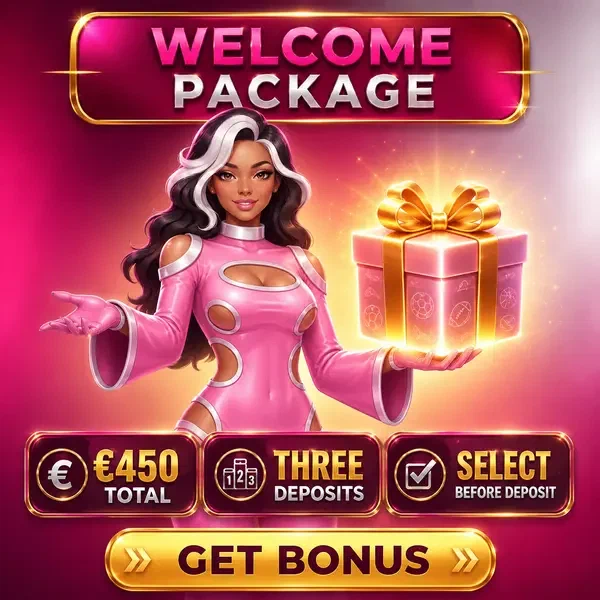 Anfitriona elegante presentando caja de regalo brillante del paquete de bienvenida de Apuestas Deportivas Spinwinera