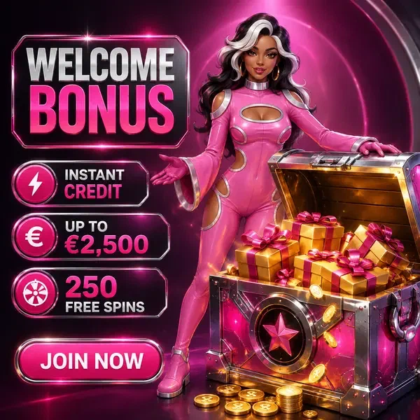 Embajador de bienvenida abriendo cofre del tesoro con recompensas de bonos en Spinwinera Casino
